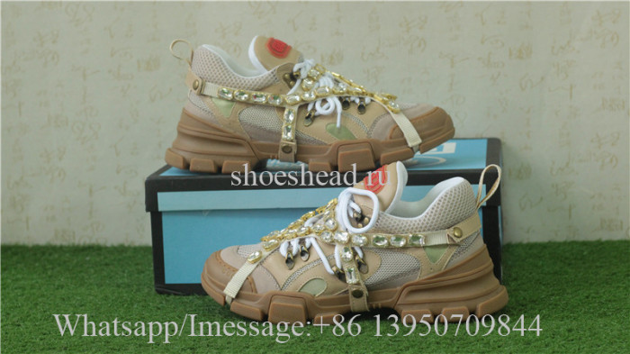 Gucci Flashtrek Sneaker With Removable Crystals Apricot