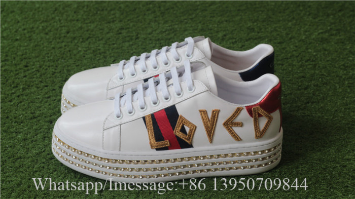 Gucci  Ace Embellished Leather Platform Sneaker
