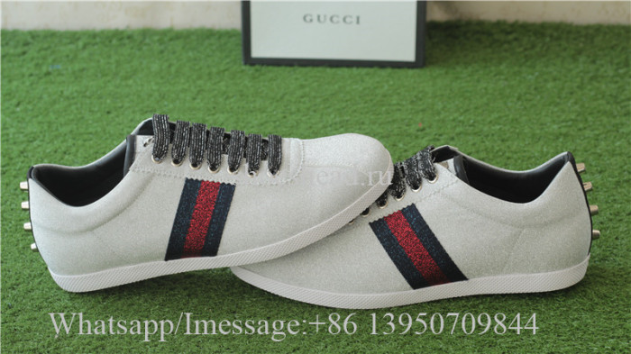 Gucci Glitter Web Sneaker Blue Red With Studs