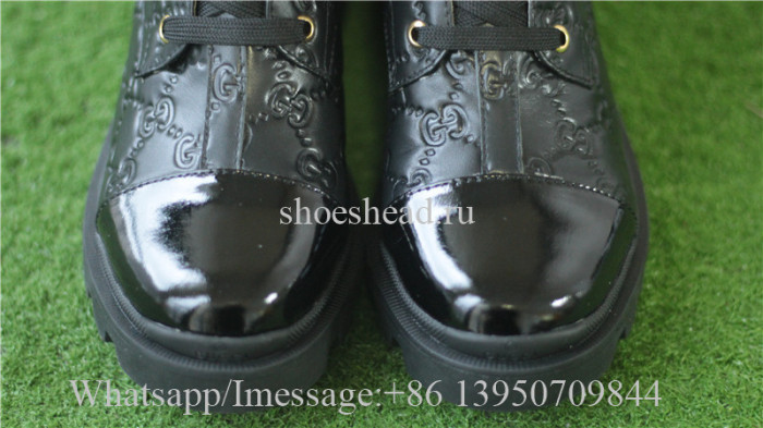 Gucci Leather Ankle Combat GG Pattern Boot