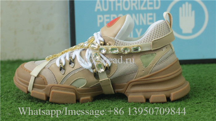 Gucci Flashtrek Sneaker With Removable Crystals Apricot