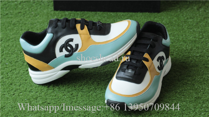 Chanel Sneaker Black White Yellow Light Blue