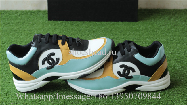 Chanel Sneaker Black White Yellow Light Blue