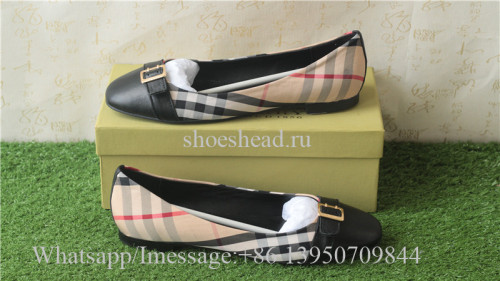 Burberry 18FW Flat Fashion Plaid Cloth Women Shoes