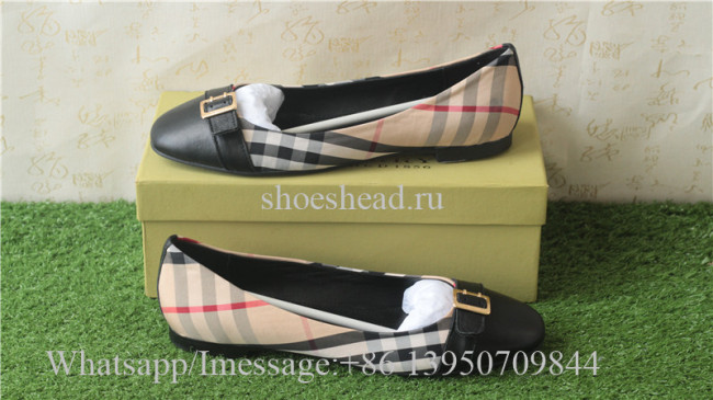 Burberry 18FW Flat Fashion Plaid Cloth Women Shoes