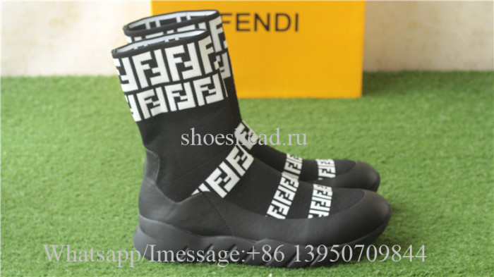 Fendi FF Print Sock Boot Sneakers Black
