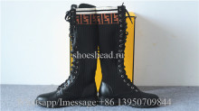 Fendi Women's Leather & Knit Combat Knee Boots Black