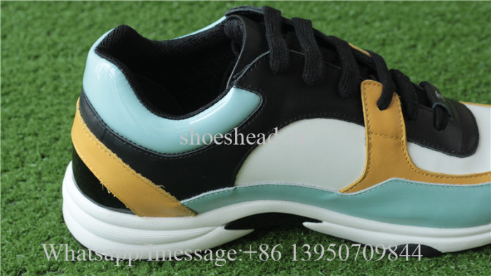 Chanel Sneaker Black White Yellow Light Blue
