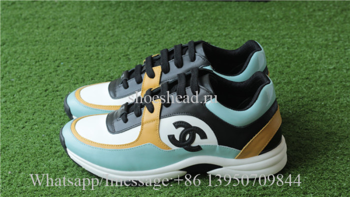 Chanel Sneaker Black White Yellow Light Blue