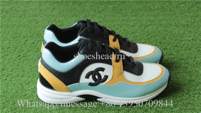 Chanel Sneaker Black White Yellow Light Blue