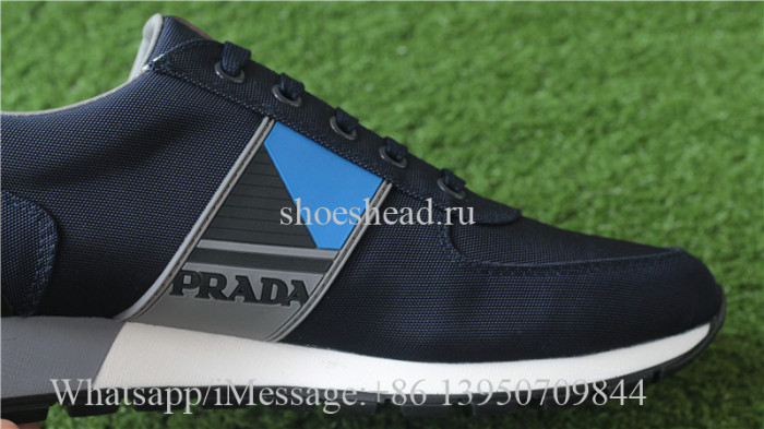 Prada Leather & Blue Nylon Running Sneakers