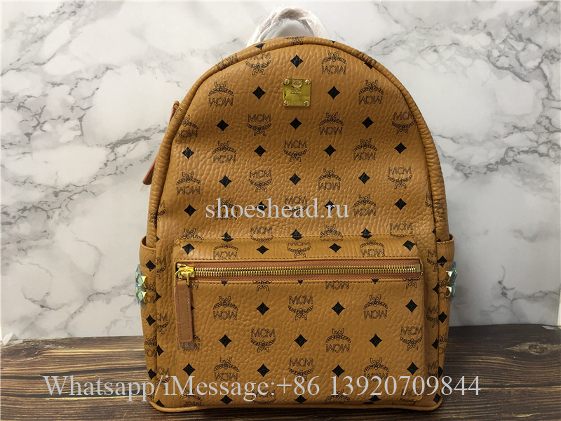 MCM Stark Large Side Stud Backpack Tan