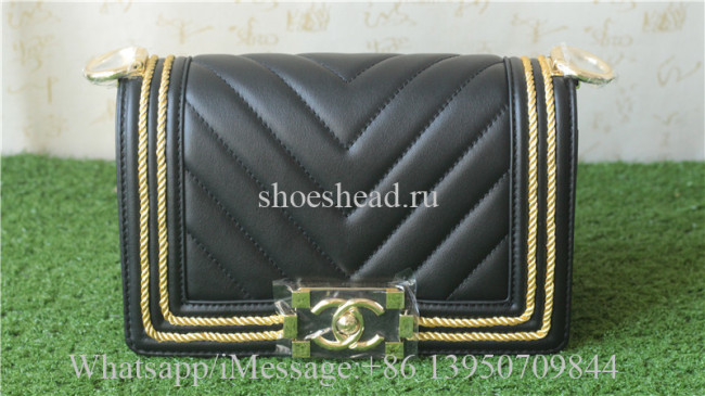 Orignal Version Chanel Calfskin Chain Handbag Black
