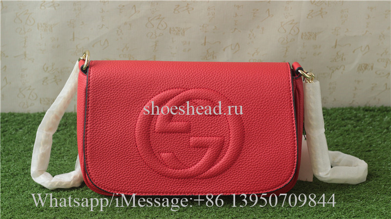 Gucci Red Soho Leather Chain Shoulder Bag