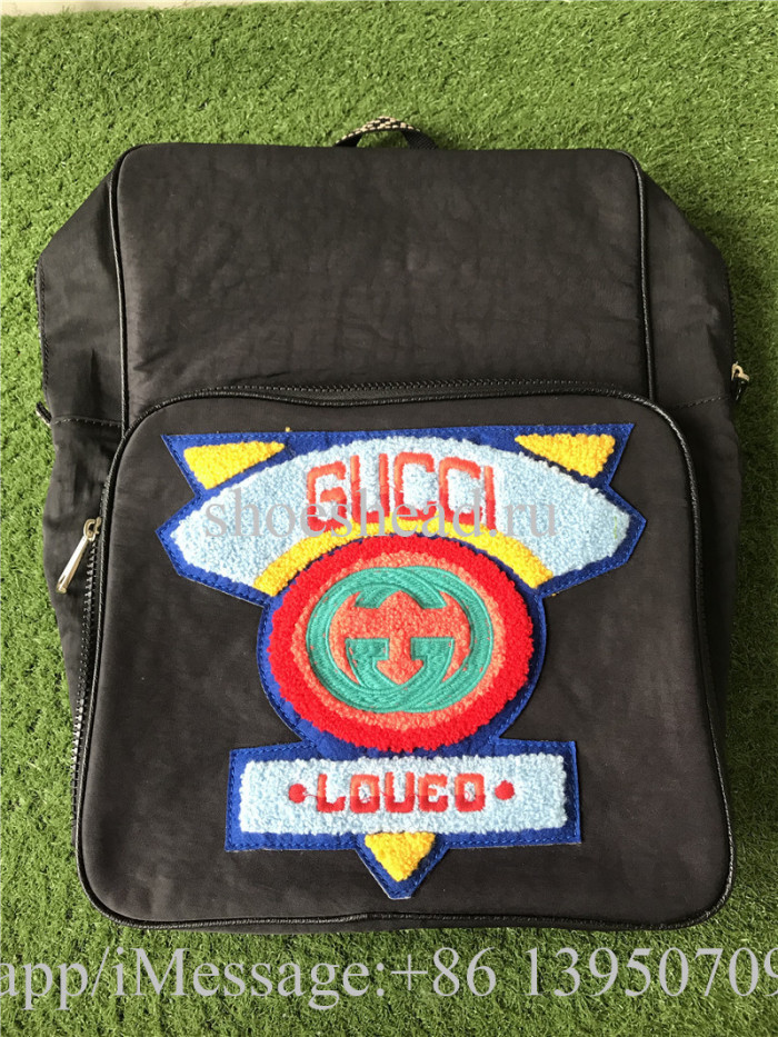 Gucci Backpack Canvas Splice Nylon Loved Black