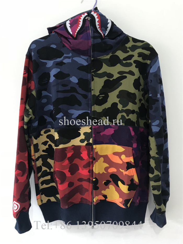 Bape Mix Camo Shark Hoodie Multi