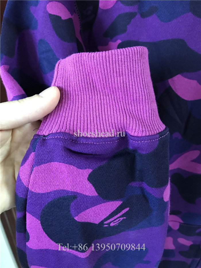 A Bathing Ape Bape Purple Camo Shark Hoodie
