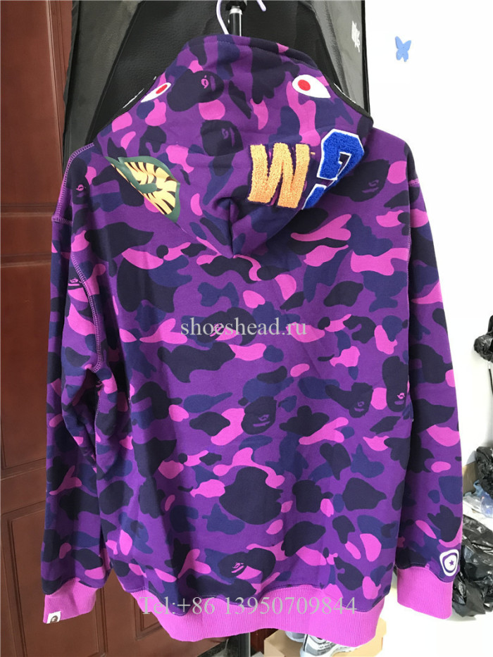 A Bathing Ape Bape Purple Camo Shark Hoodie