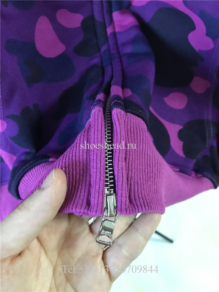 A Bathing Ape Bape Purple Camo Shark Hoodie