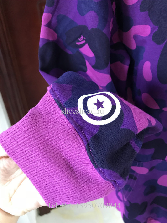 A Bathing Ape Bape Purple Camo Shark Hoodie
