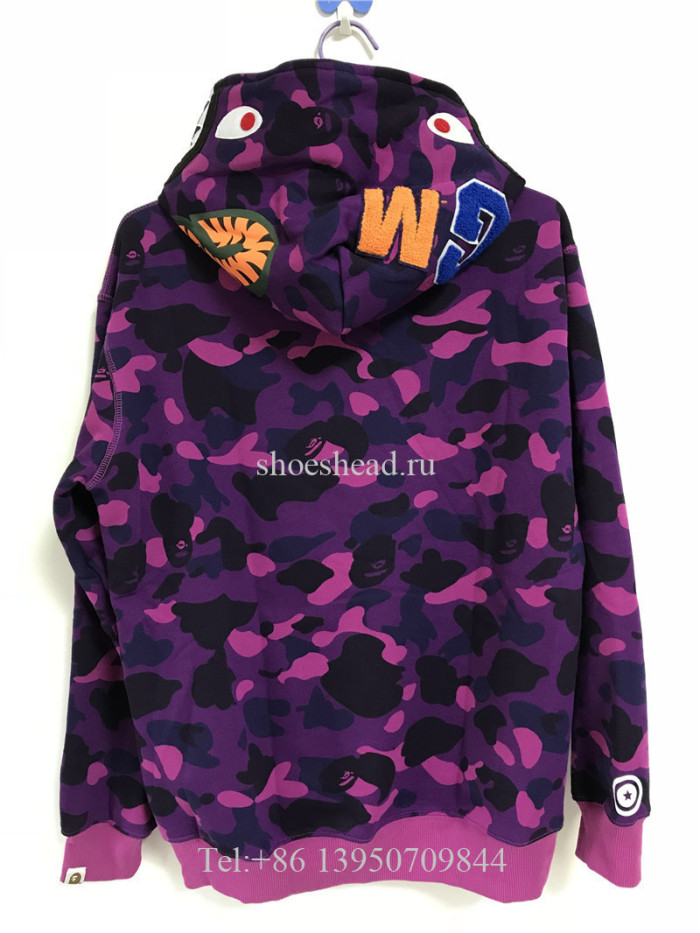 A Bathing Ape Bape Purple Camo Shark Hoodie