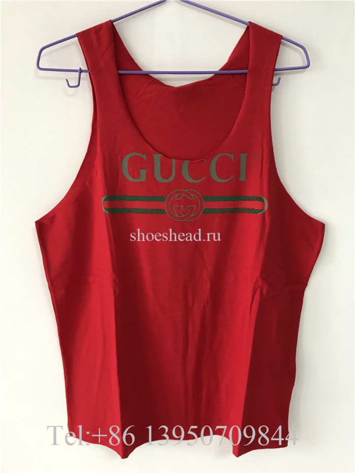 Gucci Printed Cotton Jersey Tank Red
