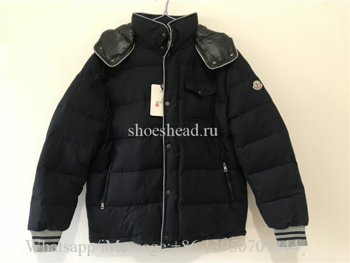 Moncler Montgenevre Quilted Down Fill Puffer Blue Wool Jacket