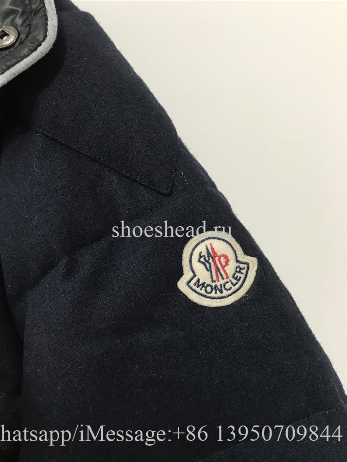 Moncler Montgenevre Quilted Down Fill Puffer Blue Wool Jacket
