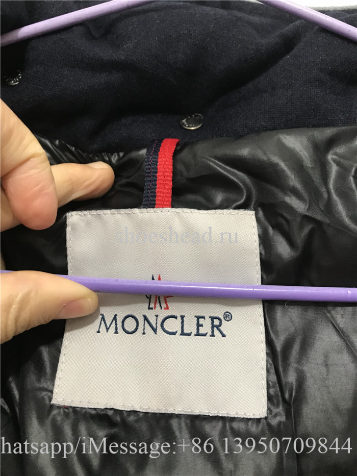 Moncler Montgenevre Quilted Down Fill Puffer Blue Wool Jacket