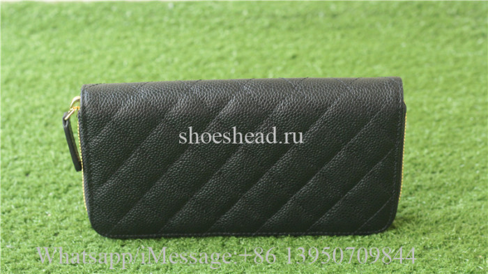Chanel Black Caviar Leather Zippy Wallet