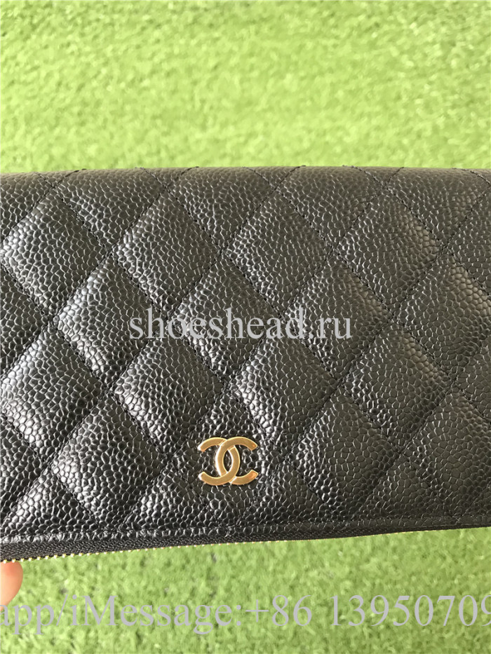 Chanel Black Caviar Leather Zippy Wallet