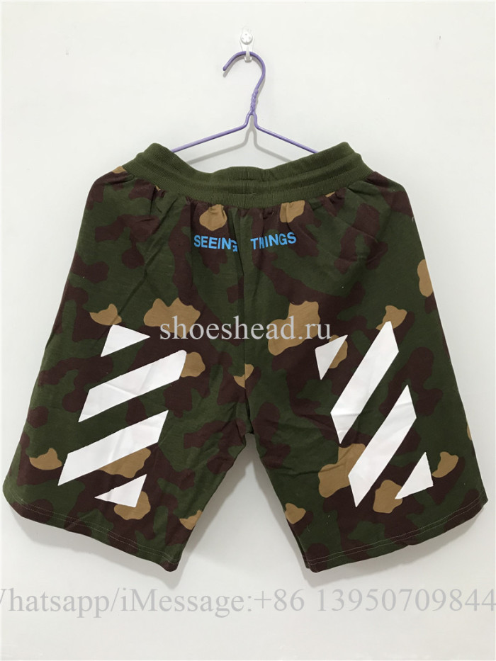 Off White Shorts Green Camo