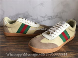 Gucci G74 Leather Sneaker With Web In Butter Leather