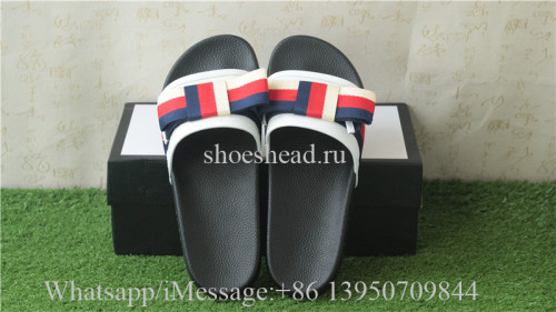 Gucci White Satin Slide With Web Bow