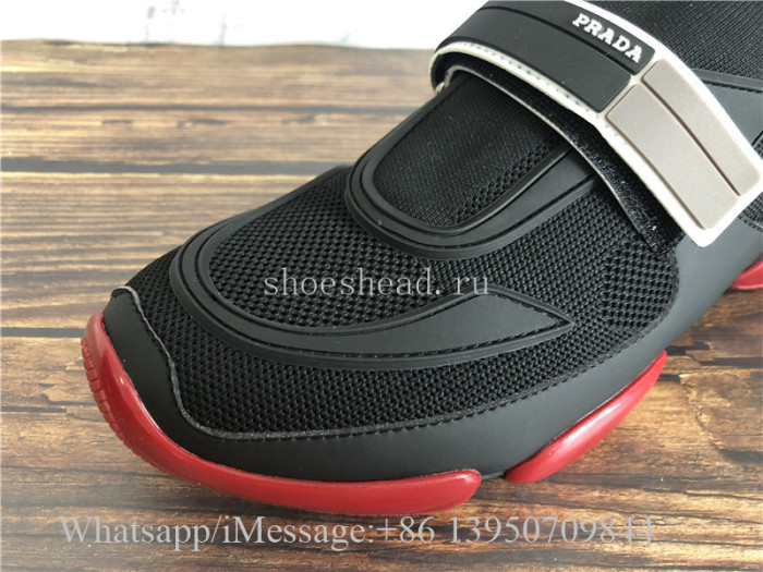 Prada Cloudbust Knit Sport Sneakers With Single Grip-Strap