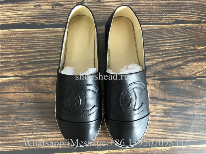 Chanel Black Espadrilles Lambskin Flats Shoes