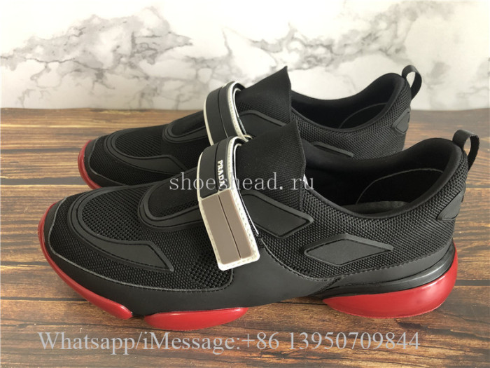 Prada Cloudbust Knit Sport Sneakers With Single Grip-Strap
