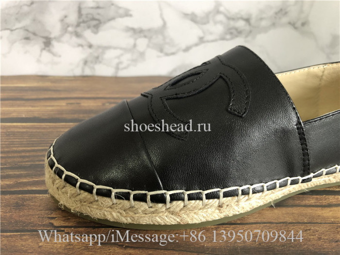 Chanel Black Espadrilles Lambskin Flats Shoes