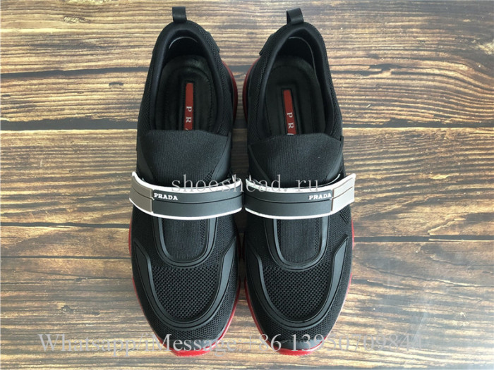 Prada Cloudbust Knit Sport Sneakers With Single Grip-Strap