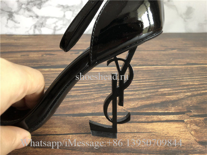 YSL Saint Laurent Patent Opyum 110 Sandals Black Heels