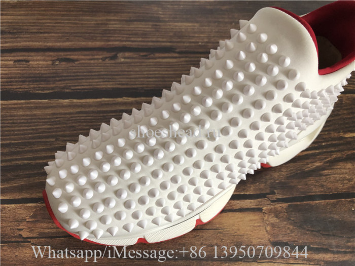 Christian Louboutin Spike Sock Donna Red Sole Sneaker White