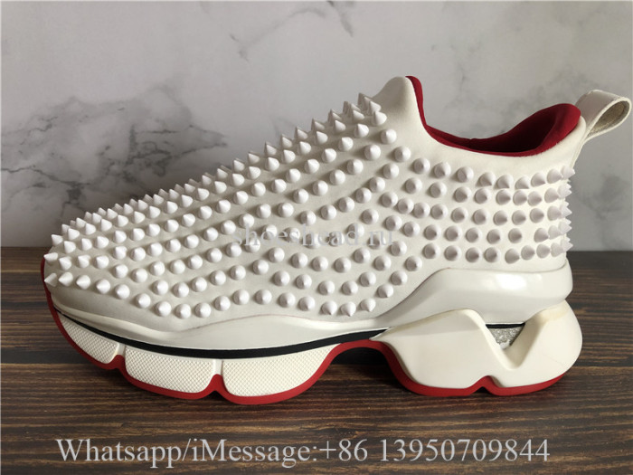 Christian Louboutin Spike Sock Donna Red Sole Sneaker White