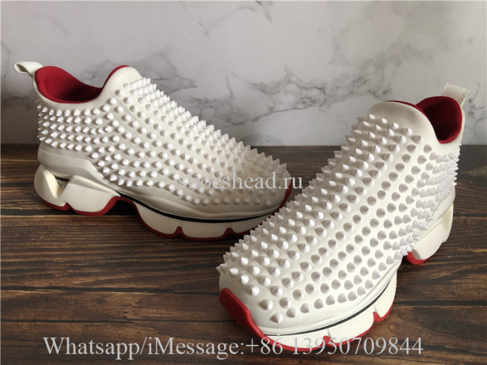 Christian Louboutin Spike Sock Donna Red Sole Sneaker White