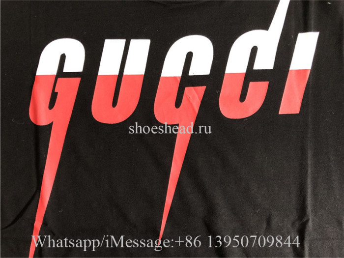 Gucci Lightning Logo Print T-Shirt Black