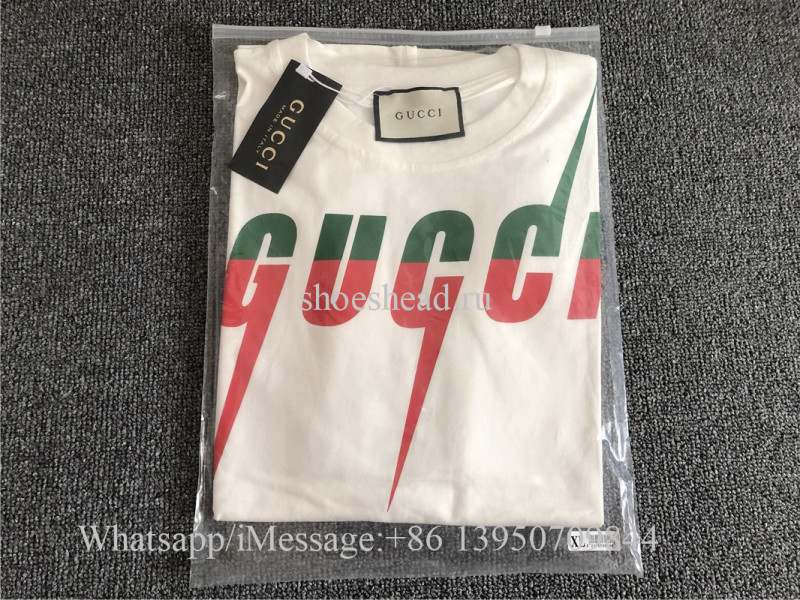 Gucci Lightning Logo Print Tshirt White