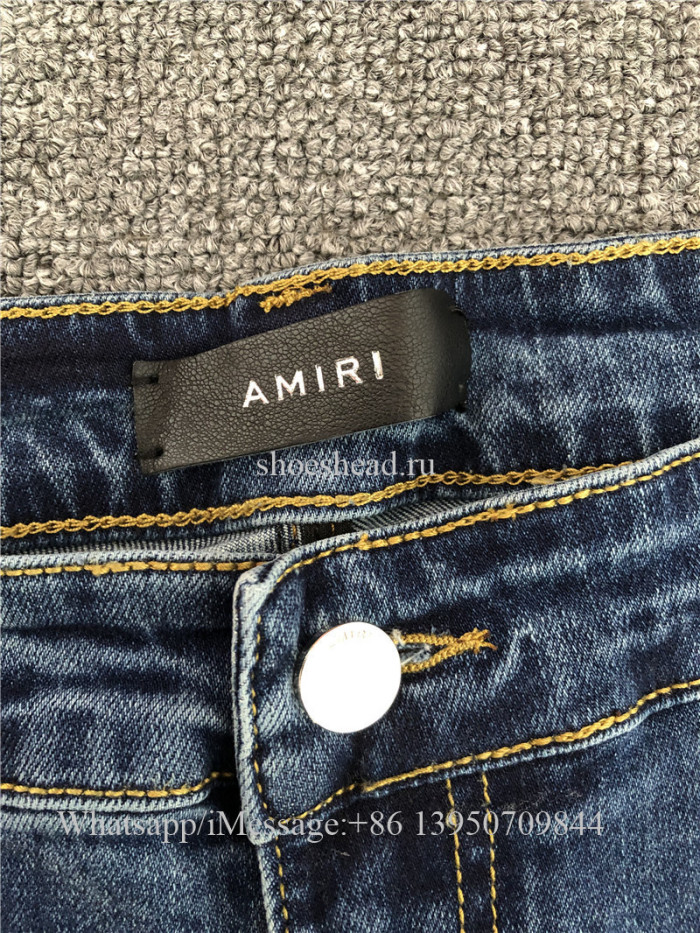 Amiri Stamped Leather Detailed Slim Jeans