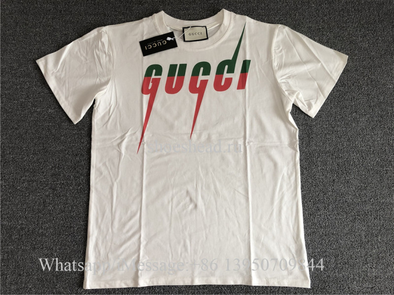 Gucci Lightning Logo Print Tshirt White