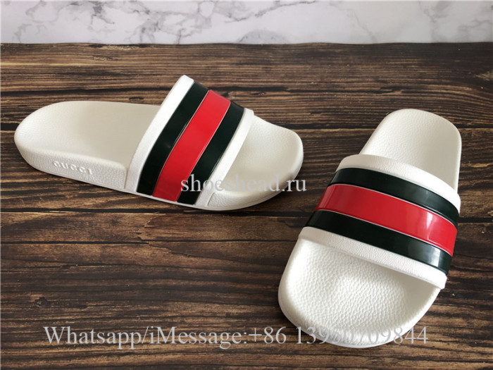 Gucci White Slide Sandals