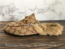 Gucci Princetown Fur-Lined GG Canvas Slippers