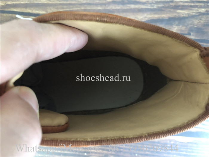 Christian Louboutin Spike Flat High Top Sneaker Tan Suede